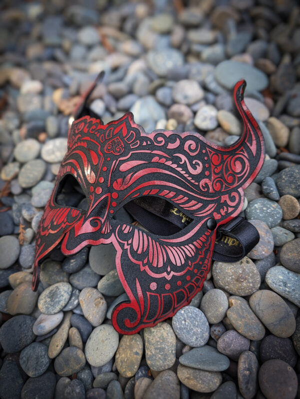 Devil Masquerade Black Leather Fetish Mask Black - Image 8