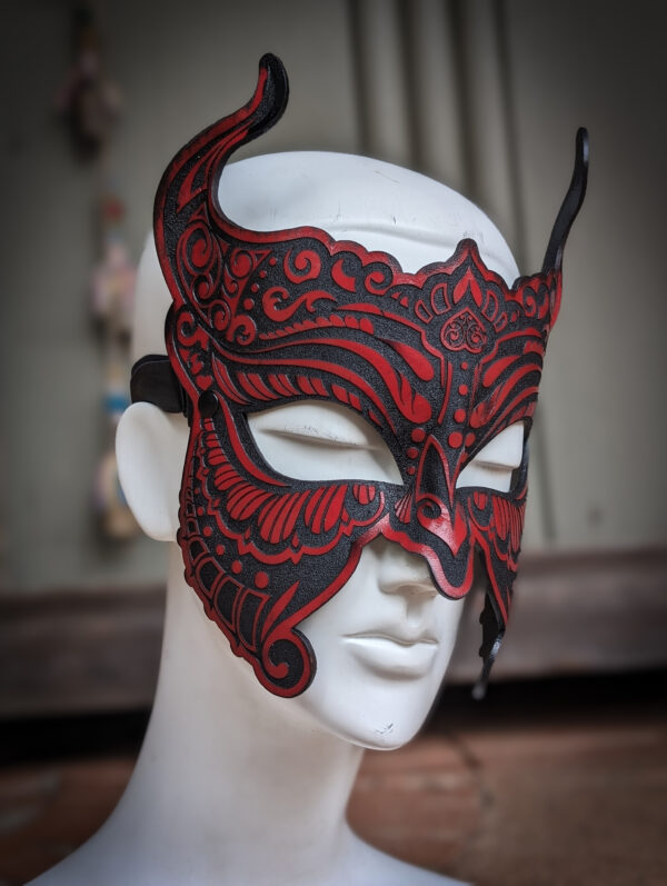 Devil Masquerade Black Leather Fetish Mask Black - Image 5