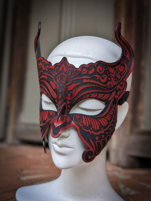 Devil Masquerade Black Leather Fetish Mask Black - Image 6