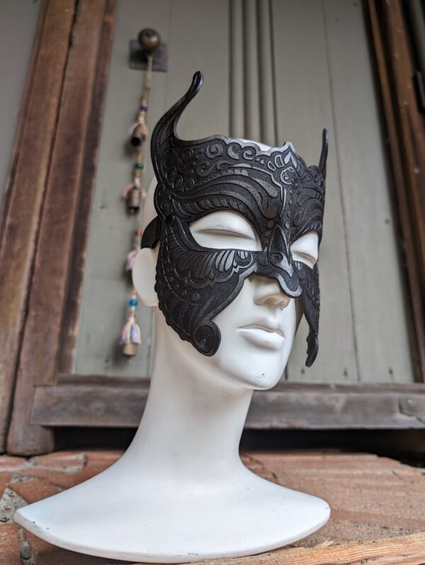 Devil Masquerade Black Leather Fetish Mask Black - Image 10